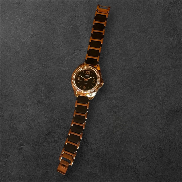 Women's Akribos XXIV Watch. Black & Rose Gold with Crystals, One Size - Picture 11 of 14